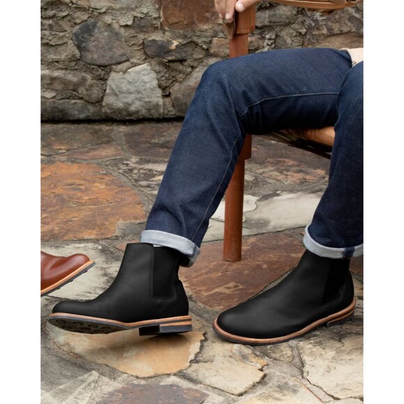 NISOLO MEN'S‎ JAVIER LEATHER CHELSEA BOOTS BLACK SZ 9.5 $260 NIB - Picture 1 of 6